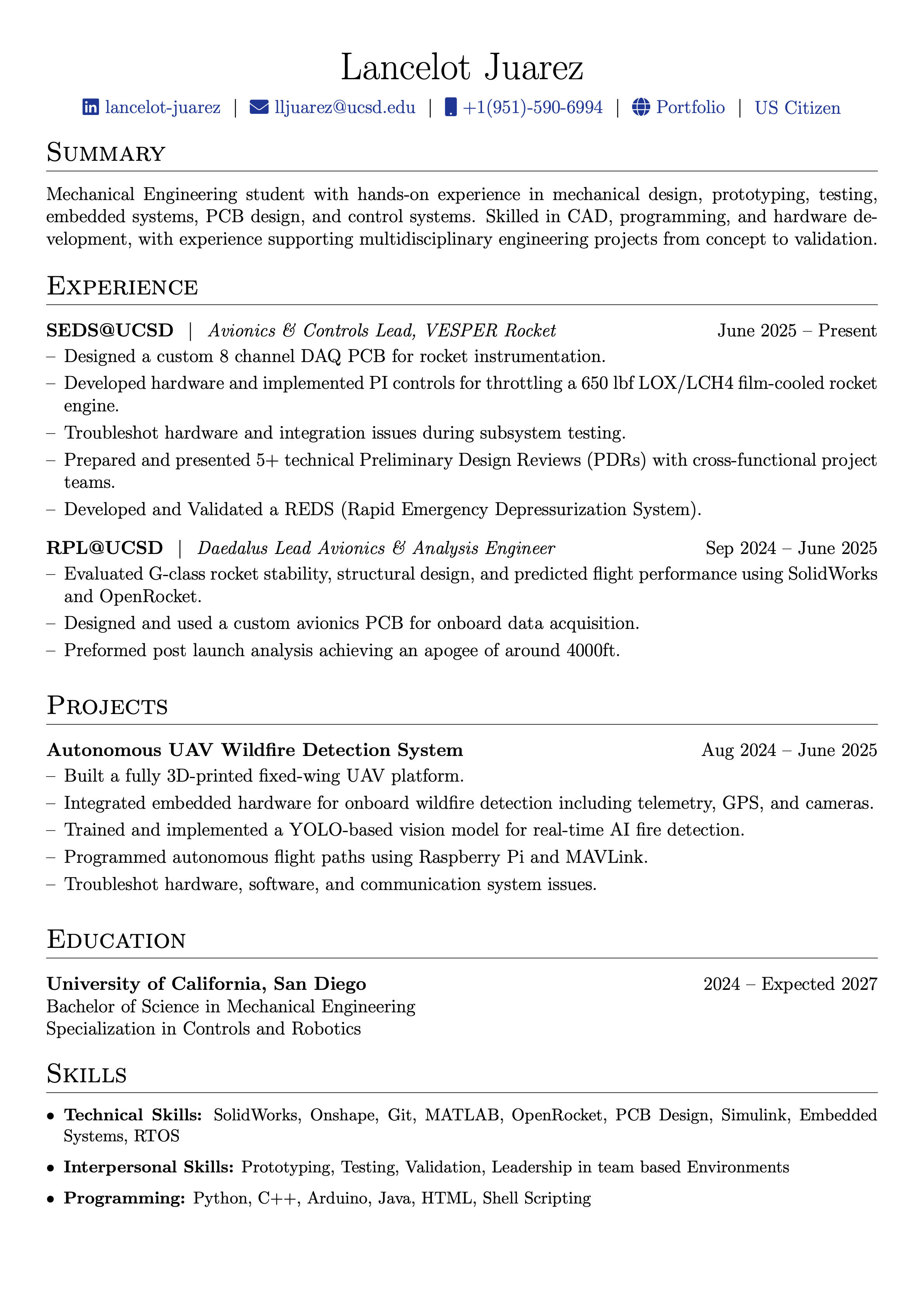 Lancelot Juarez Resume Preview